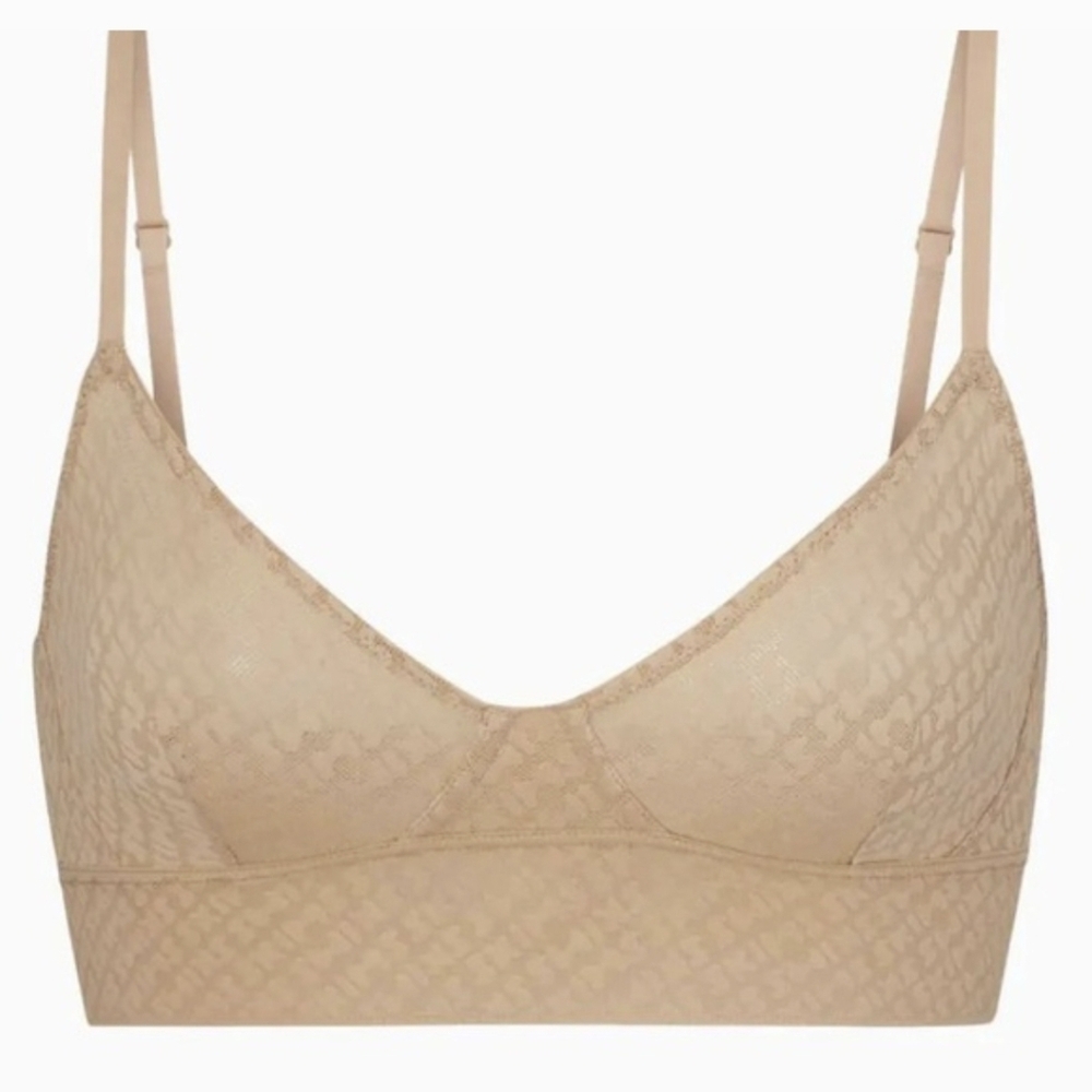 SKIMS LOGO MESH TRIANGLE BRALETTE;SIZE:SMALL